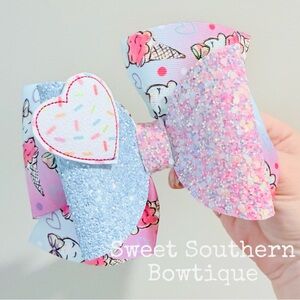 Ice Cream Glitter Pinwheel Hair Bow